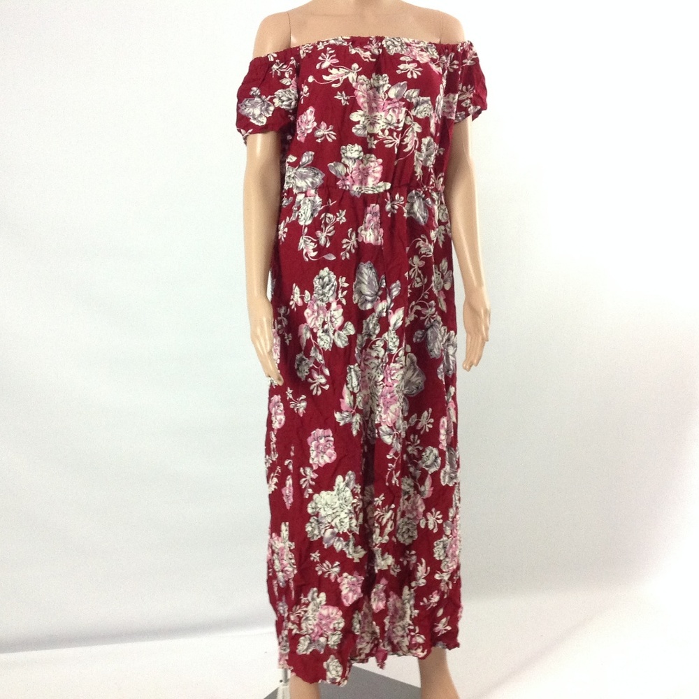 New Meaneor Women's Skirted Jumpsuit Romper Size L Red/Pink